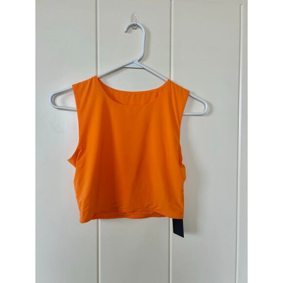 Mono B Bright Orange Cropped Fitted Muscle Tee Women’s Size M - Picture 1 of 9